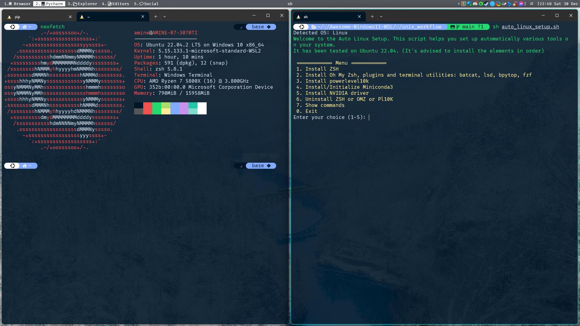 Desktop with terminals